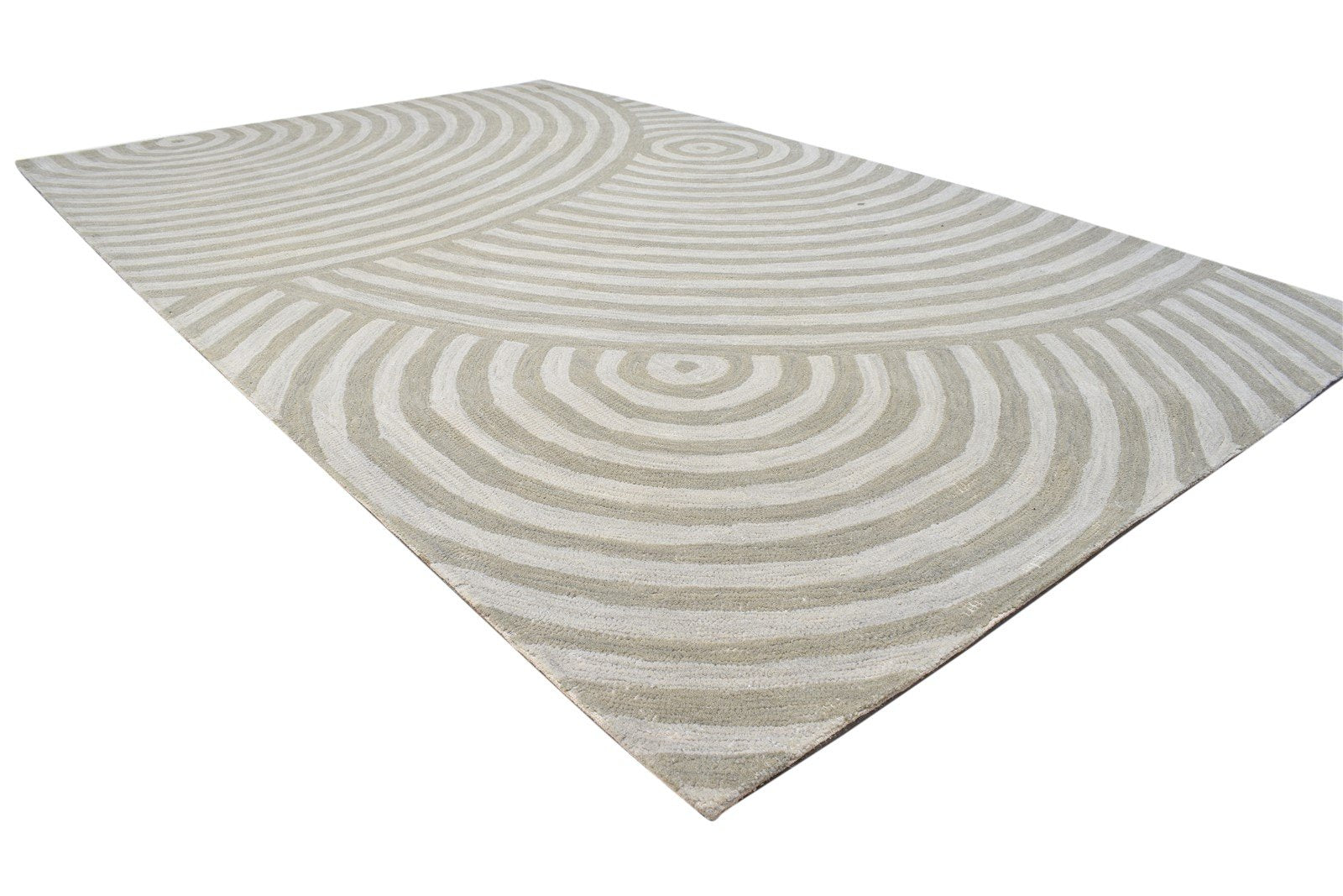 Sage Wool Rug 5' X 8' Modern Hand Tufted Scandinavian Swirls Room Size Carpet 