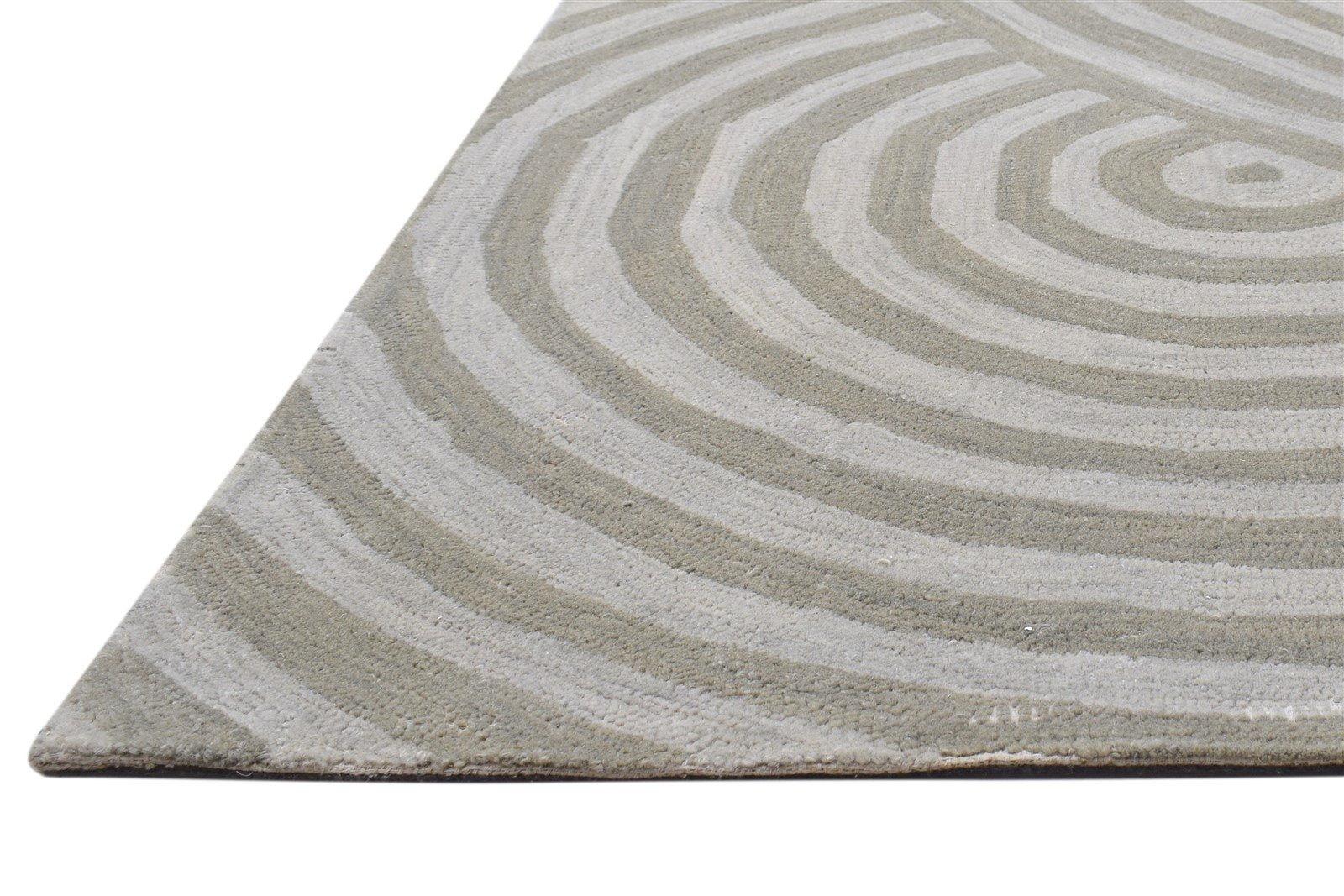 Sage Wool Rug 5' X 8' Modern Hand Tufted Scandinavian Swirls Room Size Carpet