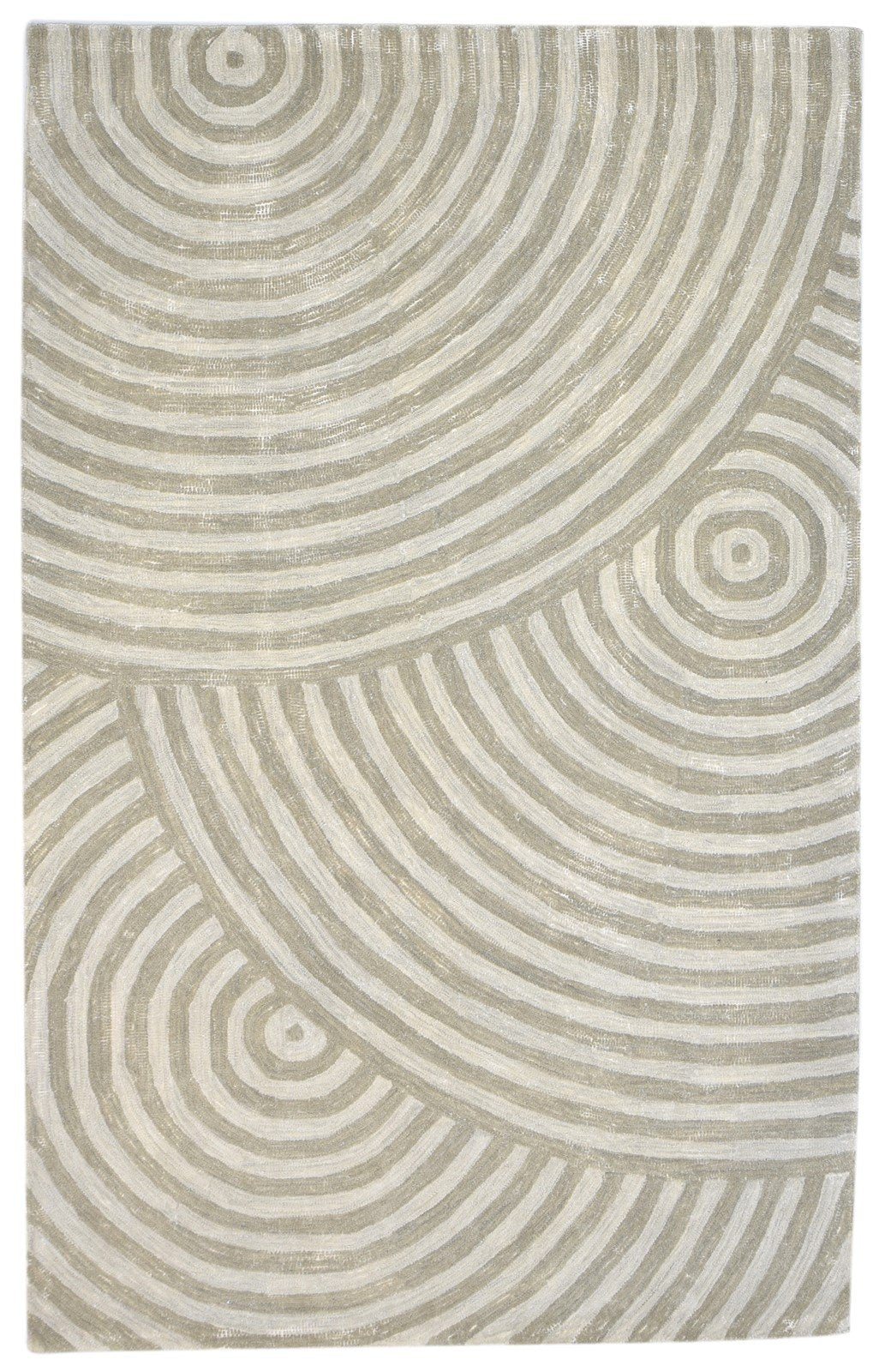 Sage Wool Rug 5' X 8' Modern Hand Tufted Scandinavian Swirls Room Size Carpet