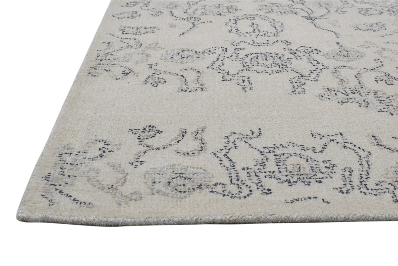 5' X 8' Rug Wool Oatmeal Erased Hand Tufted Oushak Floral Room Size Carpet 