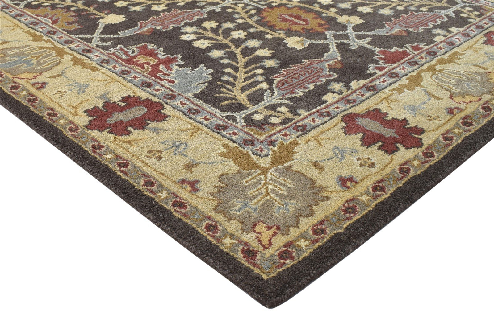 Hand Tufted Brown Wool Rug 5' X 8' Persian Kashan Oriental Room Size Carpet 