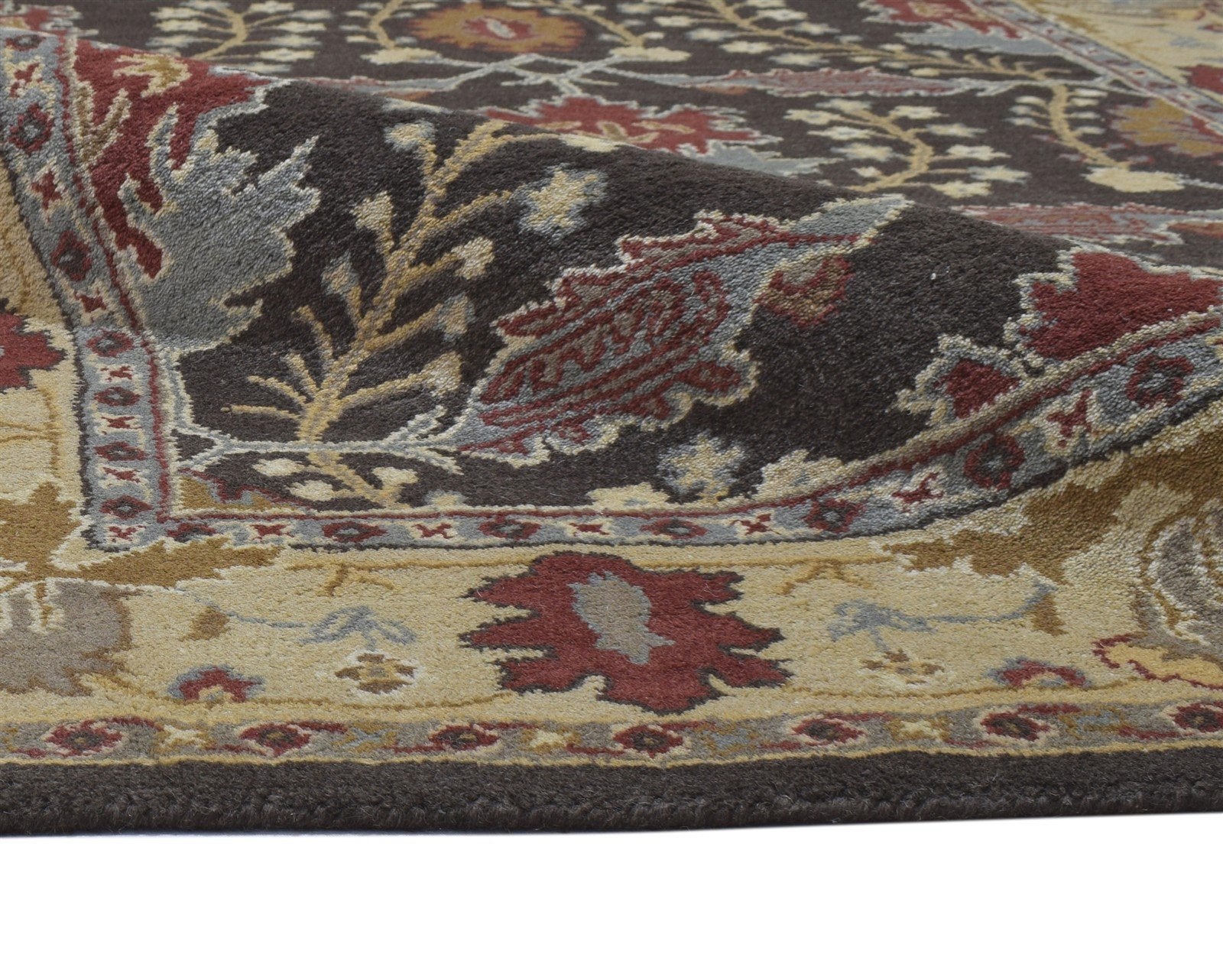 Hand Tufted Brown Wool Rug 5' X 8' Persian Kashan Oriental Room Size Carpet 