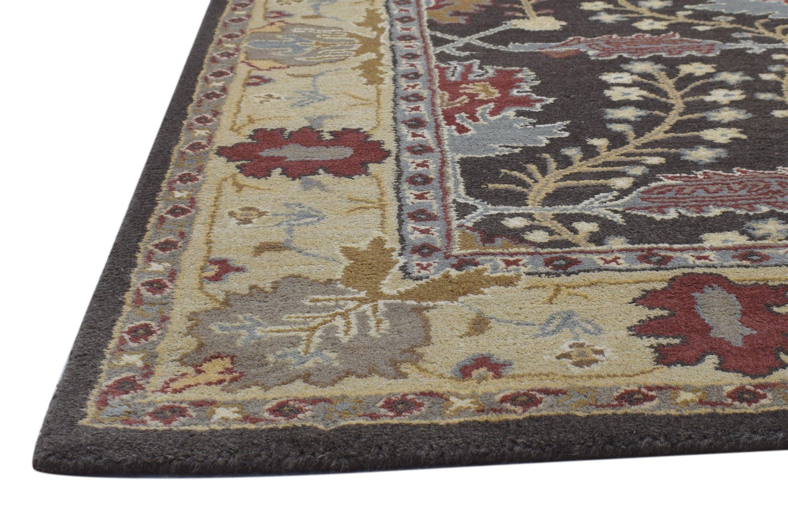 Hand Tufted Brown Wool Rug 5' X 8' Persian Kashan Oriental Room Size Carpet