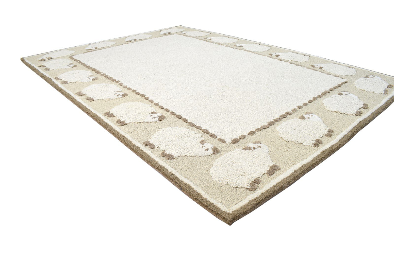 Wool Cream Rug 5' X 7' Modern Hand Tufted Indian Animal Print Room Size Carpet 