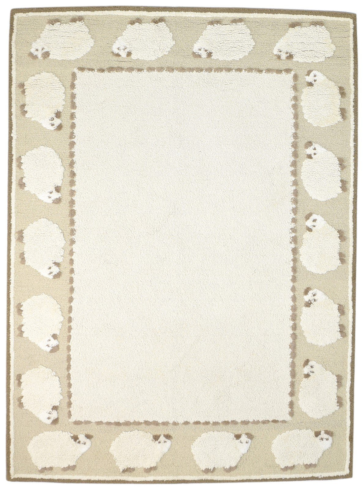 Wool Cream Rug 5' X 7' Modern Hand Tufted Indian Animal Print Room Size Carpet 