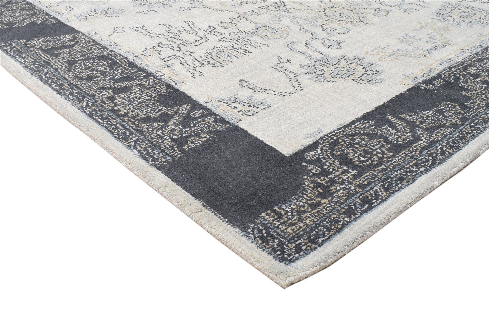 Hand Tufted Grey Wool Rug 5' X 8' Erased Oushak Oriental Room Size Carpet 