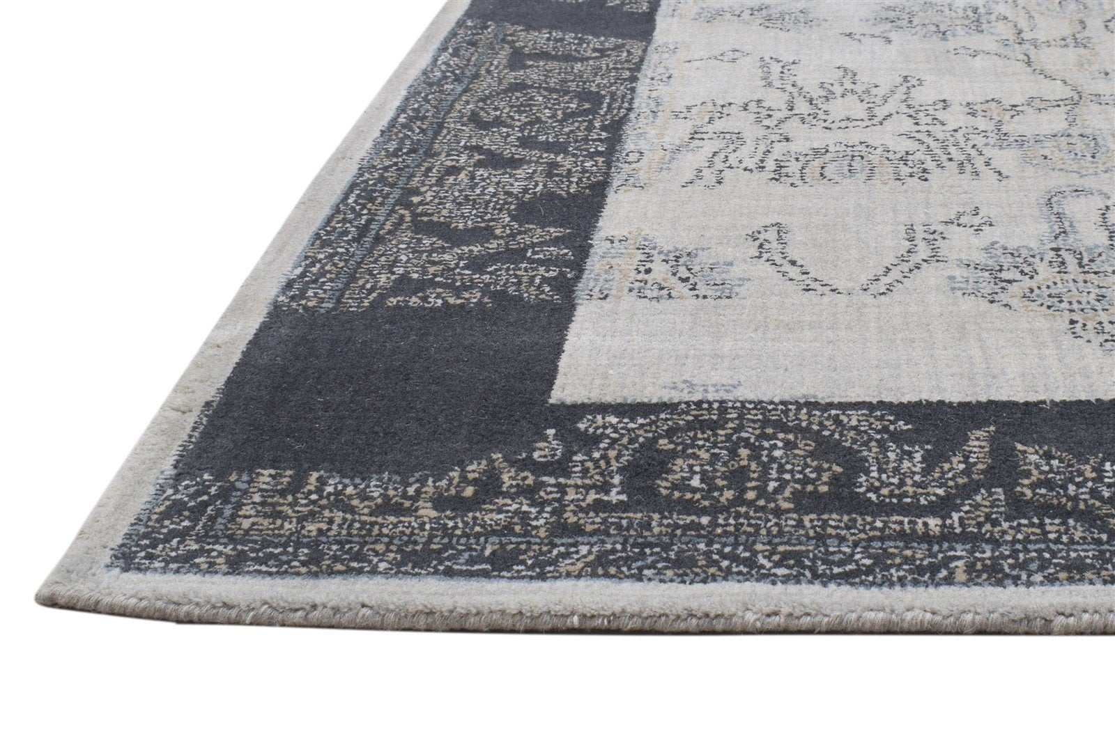 Hand Tufted Grey Wool Rug 5' X 8' Erased Oushak Oriental Room Size Carpet 