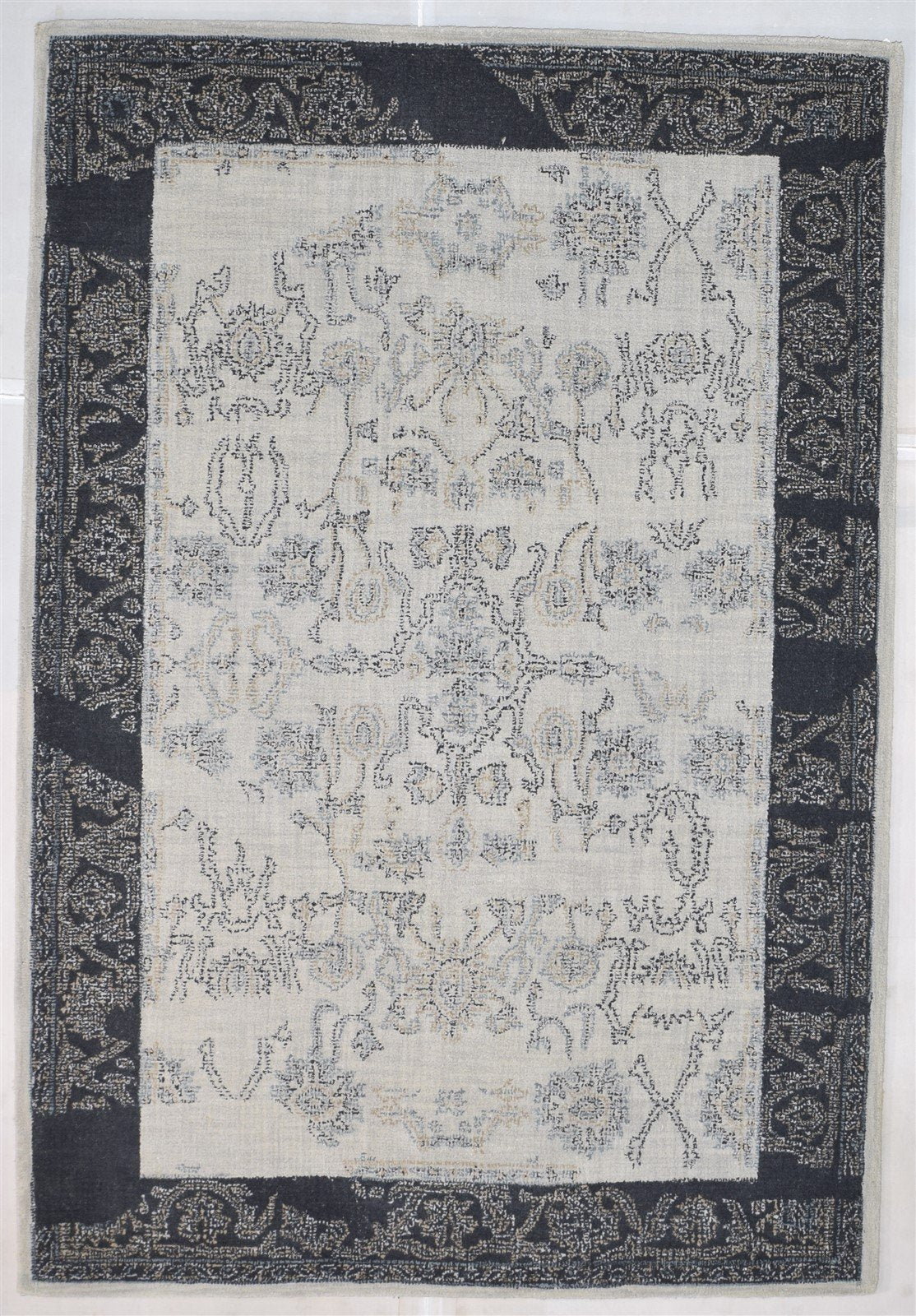 Hand Tufted Grey Wool Rug 5' X 8' Erased Oushak Oriental Room Size Carpet 