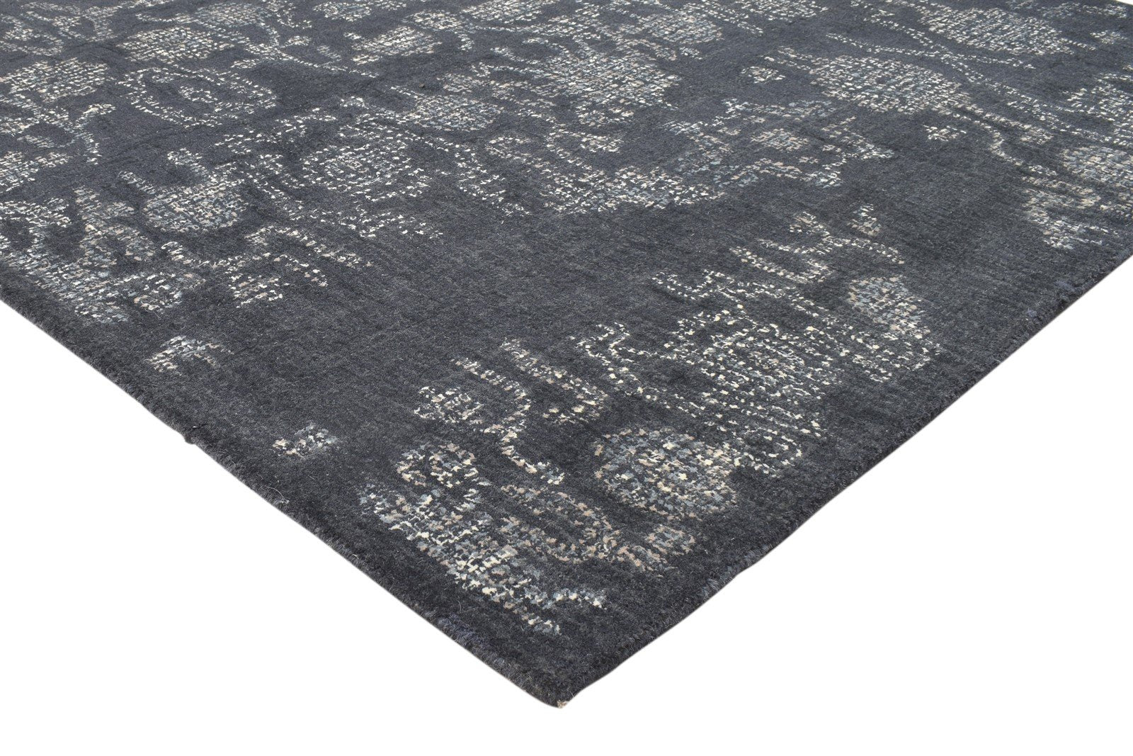 5' X 8' Rug Wool Black Erased Hand Tufted Oushak Floral Room Size Carpet 