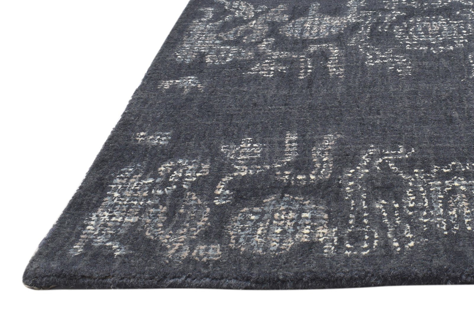 5' X 8' Rug Wool Black Erased Hand Tufted Oushak Floral Room Size Carpet 