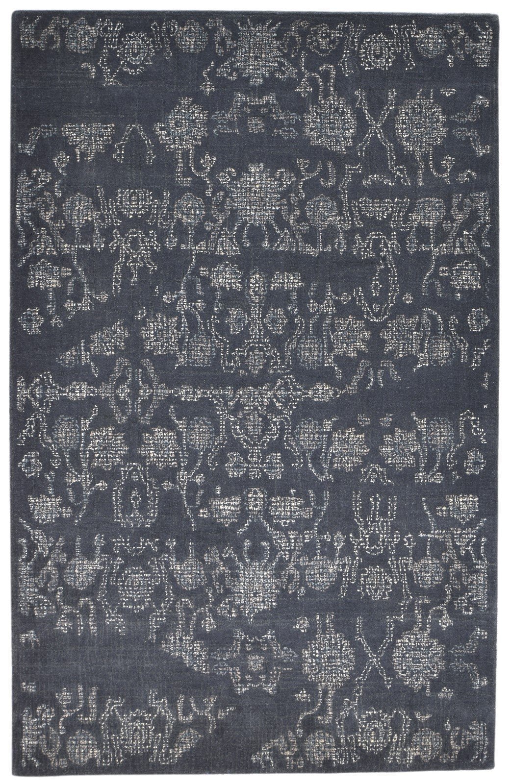 5' X 8' Rug Wool Black Erased Hand Tufted Oushak Floral Room Size Carpet 