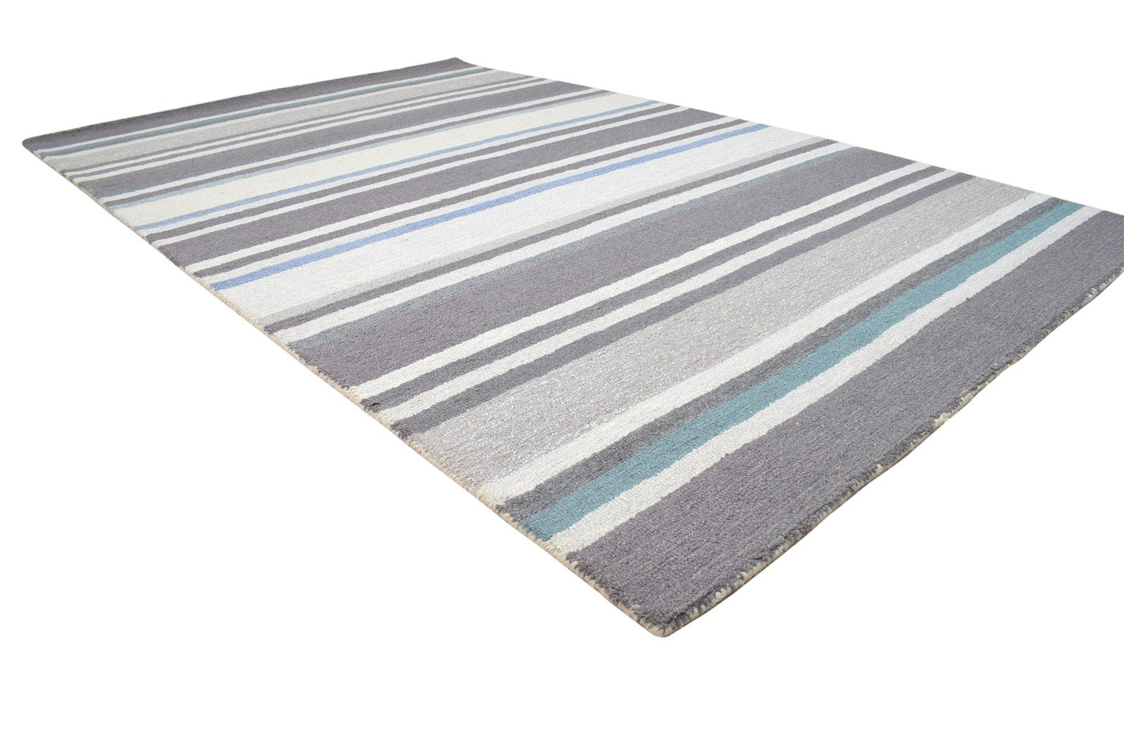 Brown Wool Rug 5' X 8' Modern Hand Tufted Scandinavian Striped Room Size Carpet 