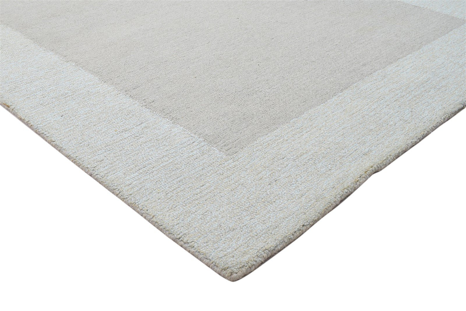 Hand Tufted Grey Wool Rug 5' X 8' Modern Scandinavian Bordered Room Size Carpet 