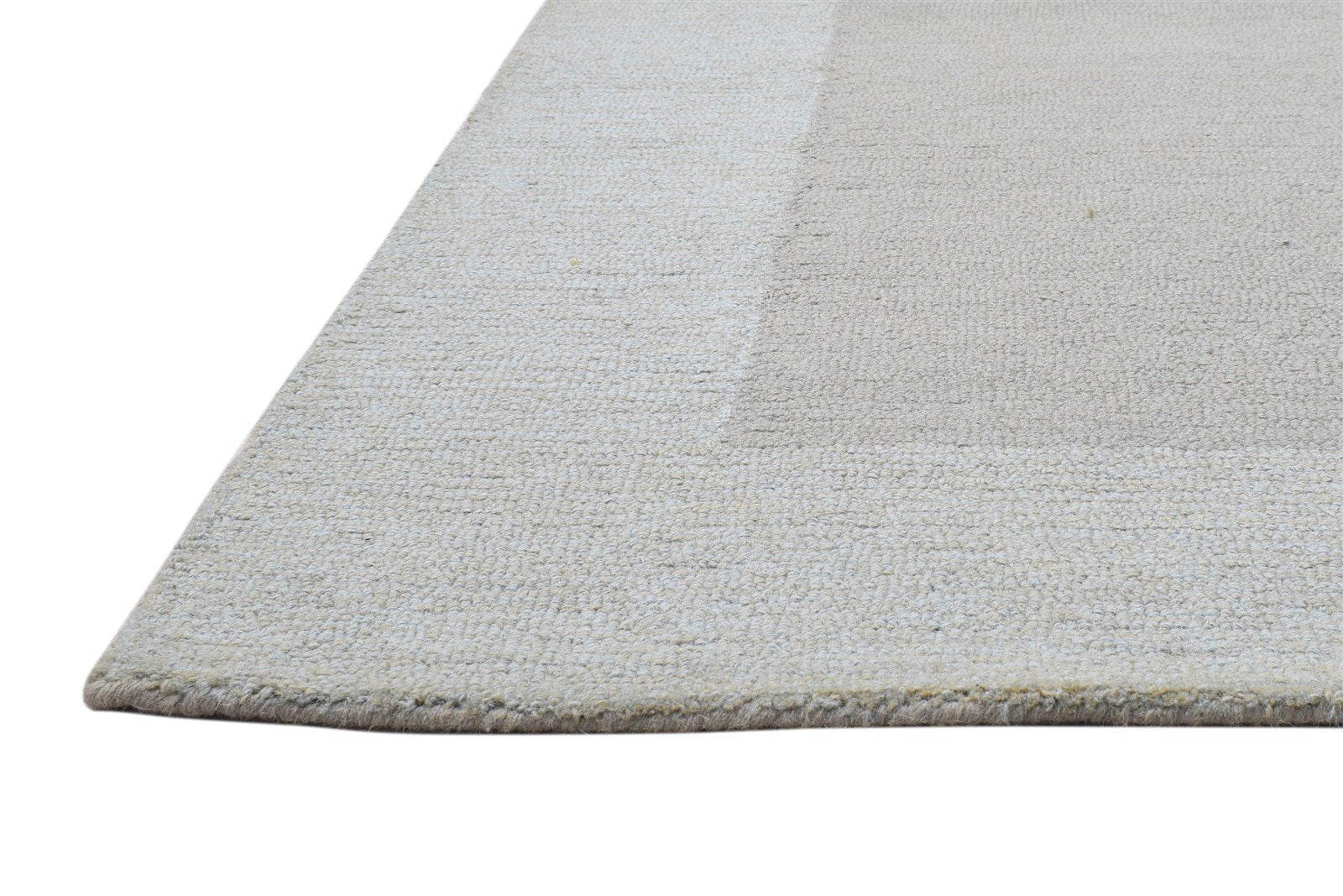 Hand Tufted Grey Wool Rug 5' X 8' Modern Scandinavian Bordered Room Size Carpet 