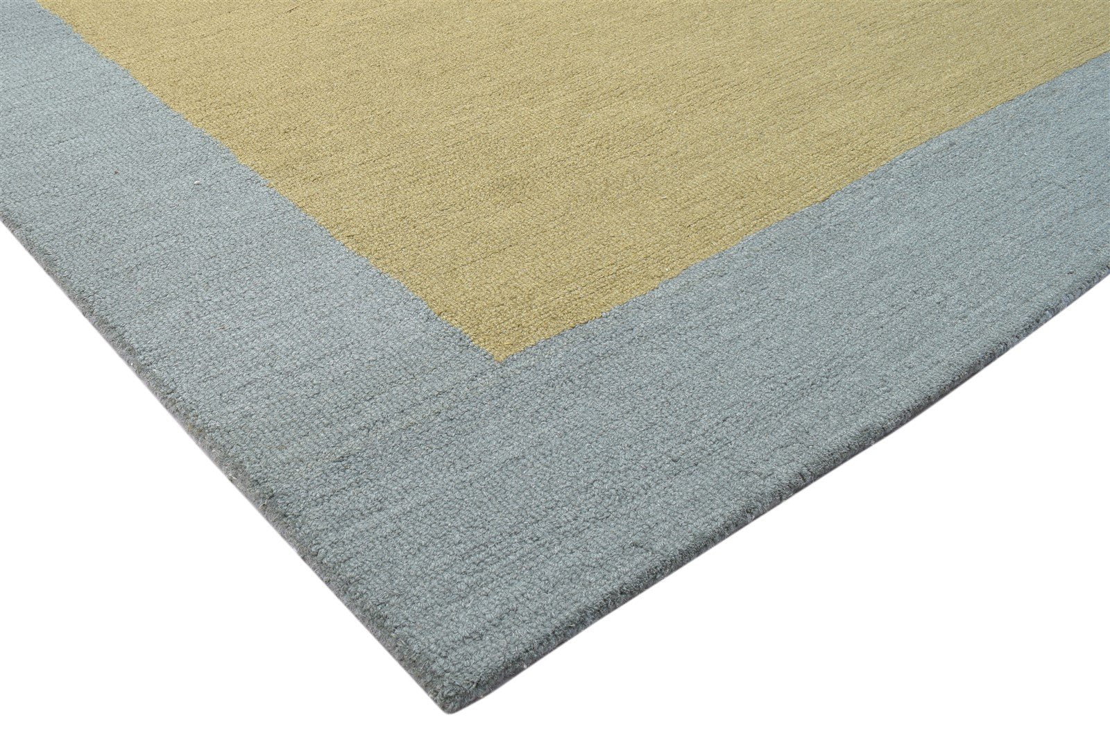 Hand Tufted Green Wool Rug 5' X 8' Modern Scandinavian Bordered Room Size Carpet 