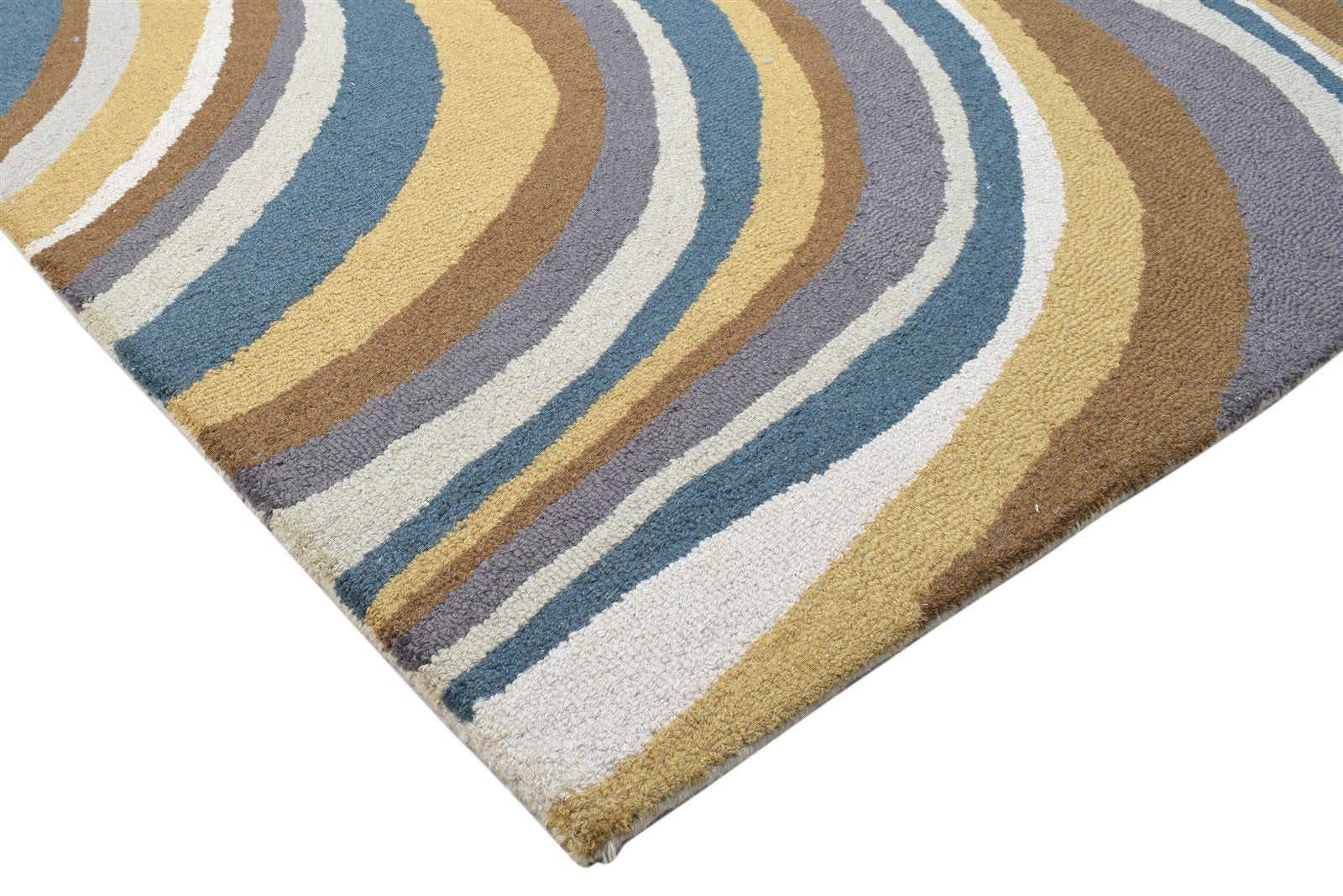 Wool Colorful Rug 5X8 Modern Hand Tufted Heriz-Indian Swirls Room Size Carpet 