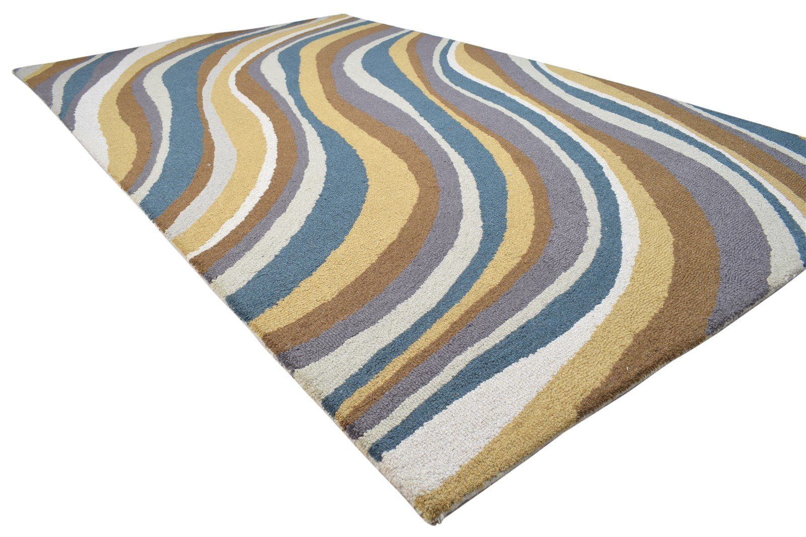 Wool Colorful Rug 5X8 Modern Hand Tufted Heriz-Indian Swirls Room Size Carpet 