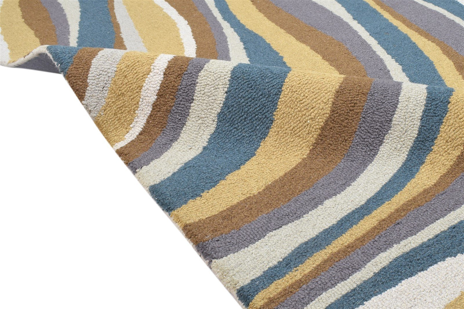 Wool Colorful Rug 5X8 Modern Hand Tufted Heriz-Indian Swirls Room Size Carpet 