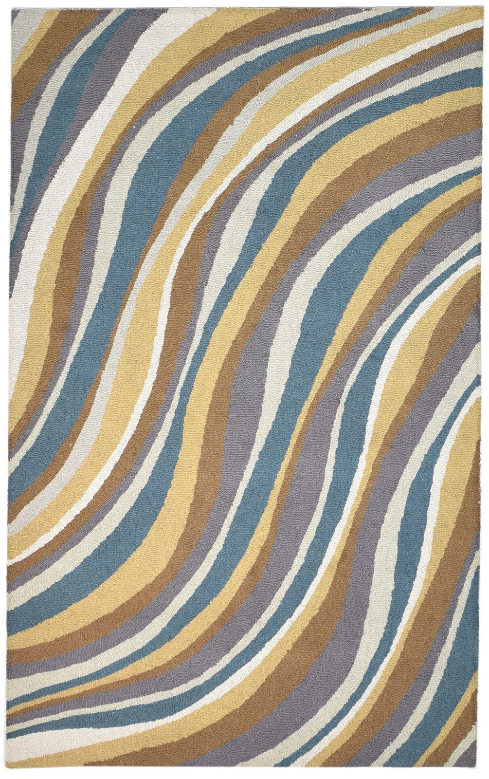 Wool Colorful Rug 5X8 Modern Hand Tufted Heriz-Indian Swirls Room Size Carpet 