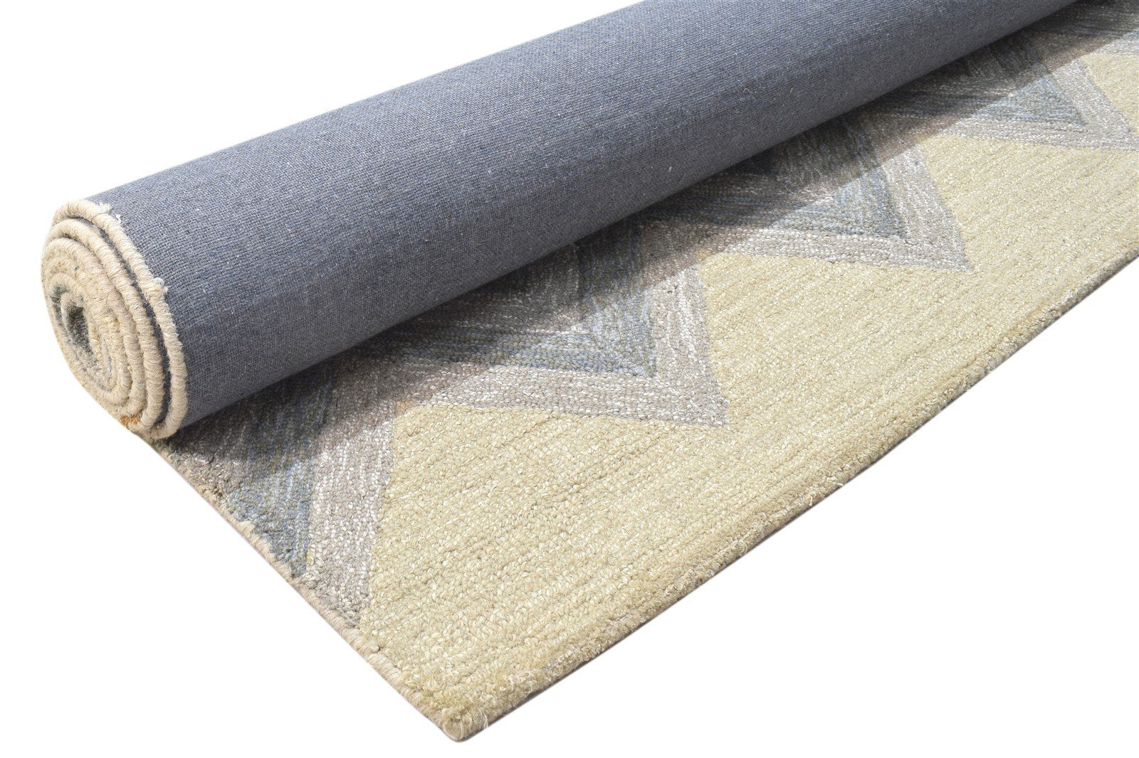 Hand Tufted Beige Wool Rug 5' X 8' Modern Scandinavian Chevron Room Size Carpet 