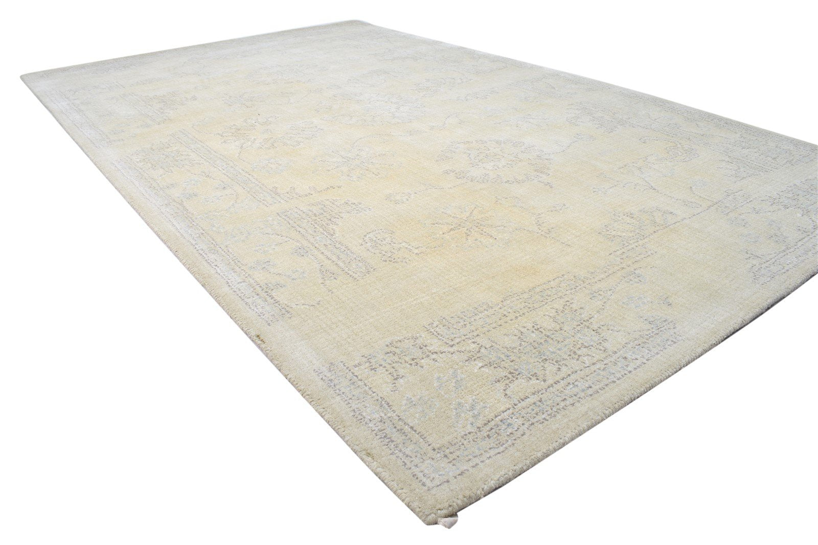 5' X 8' Rug Wool Beige Erased Hand Tufted Oushak Oriental Room Size Carpet 