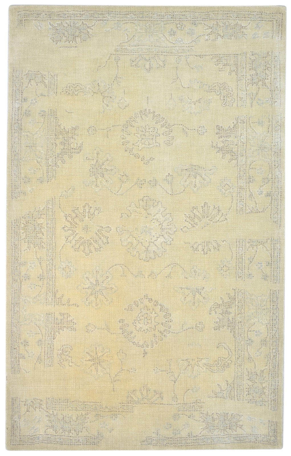 5' X 8' Rug Wool Beige Erased Hand Tufted Oushak Oriental Room Size Carpet 