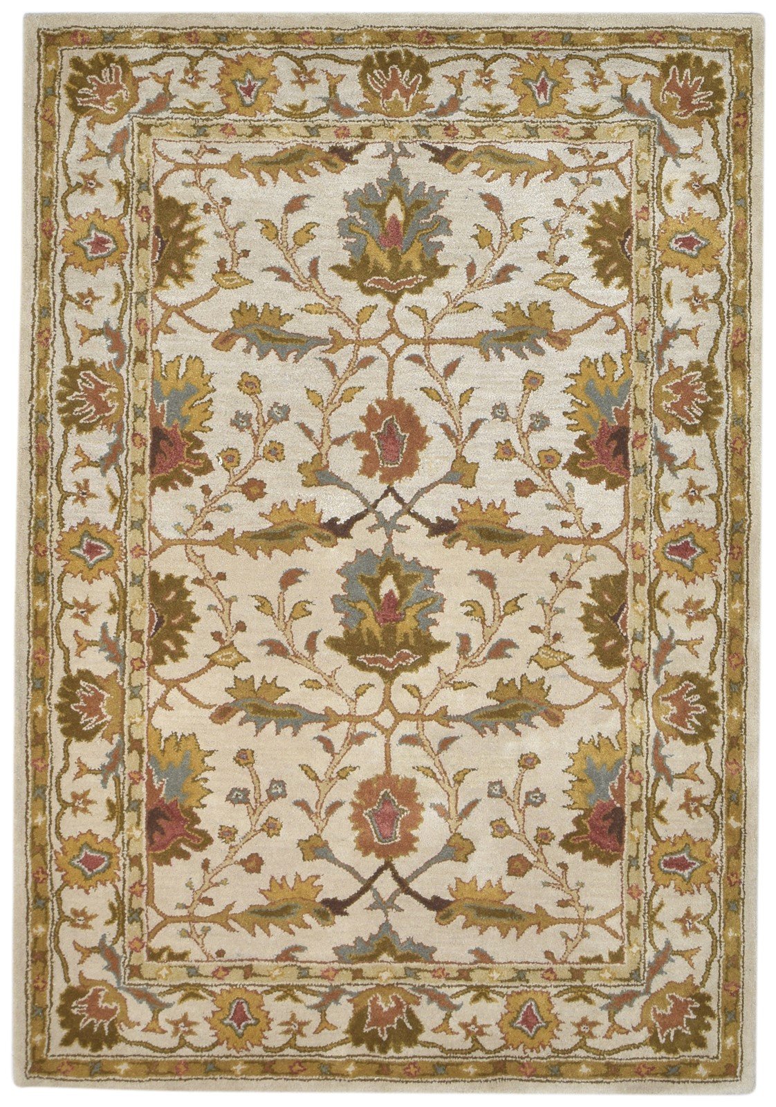 Beige Wool Rug 5' X 7' Persian Hand Tufted Kashan Oriental Room Size Carpet 