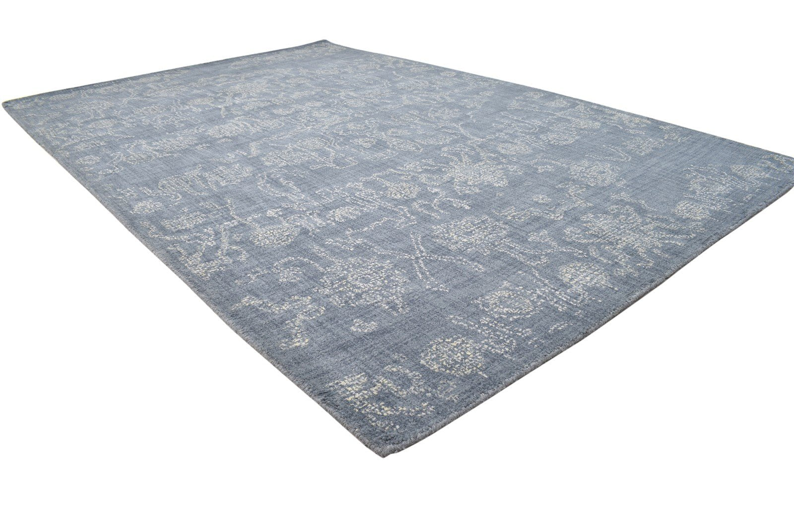 Hand Tufted Charcoal Wool Rug 5' X 8' Modern Oushak Floral Room Size Carpet 