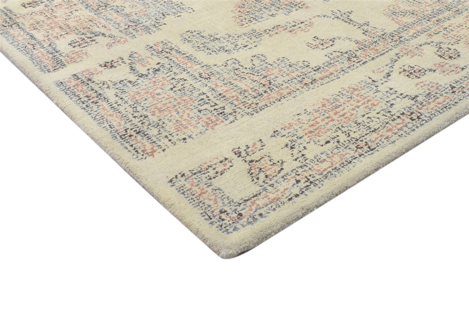 Wool Beige Rug 5' X 8' Erased Hand Tufted Oushak Oriental Room Size Carpet 