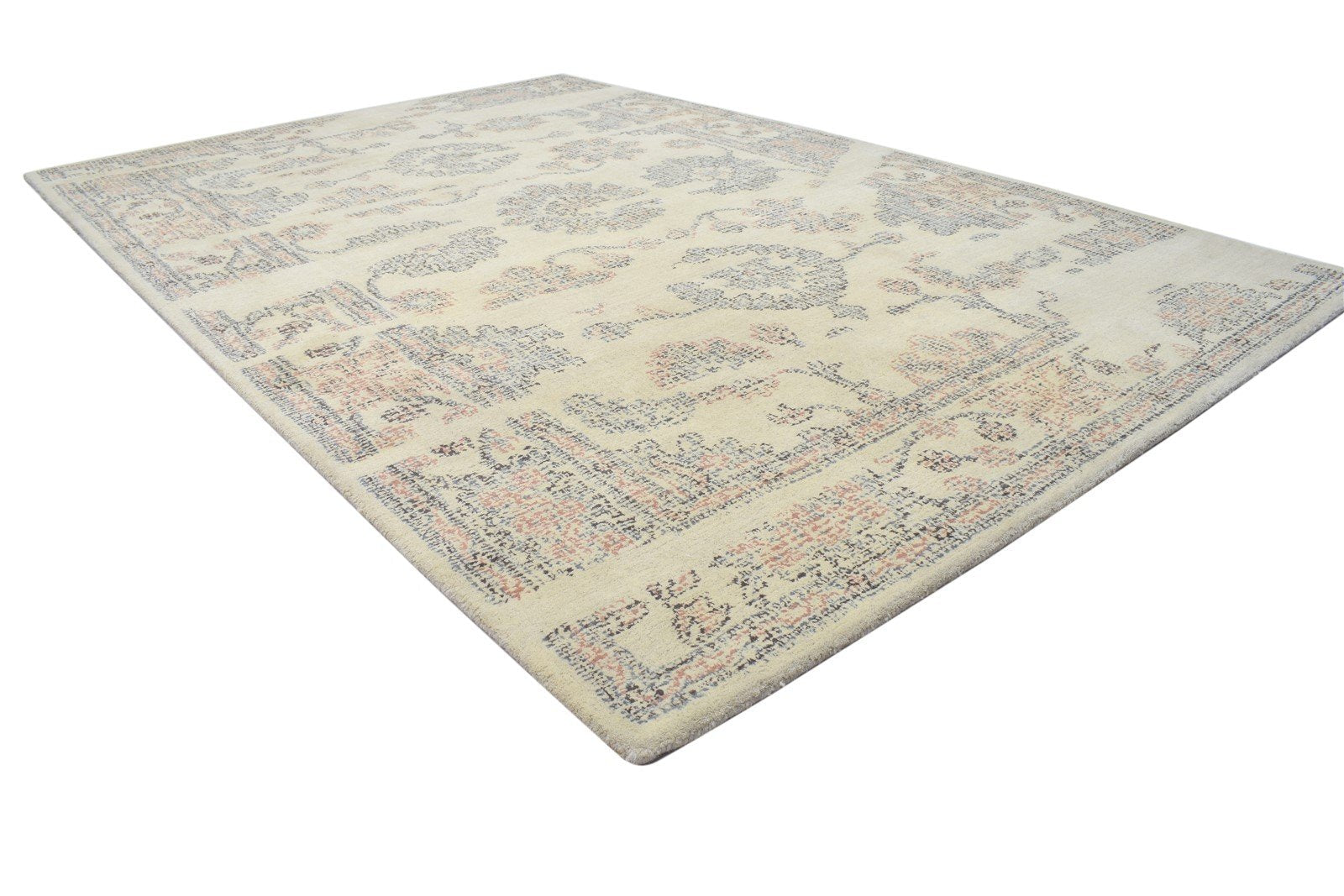 Wool Beige Rug 5' X 8' Erased Hand Tufted Oushak Oriental Room Size Carpet 