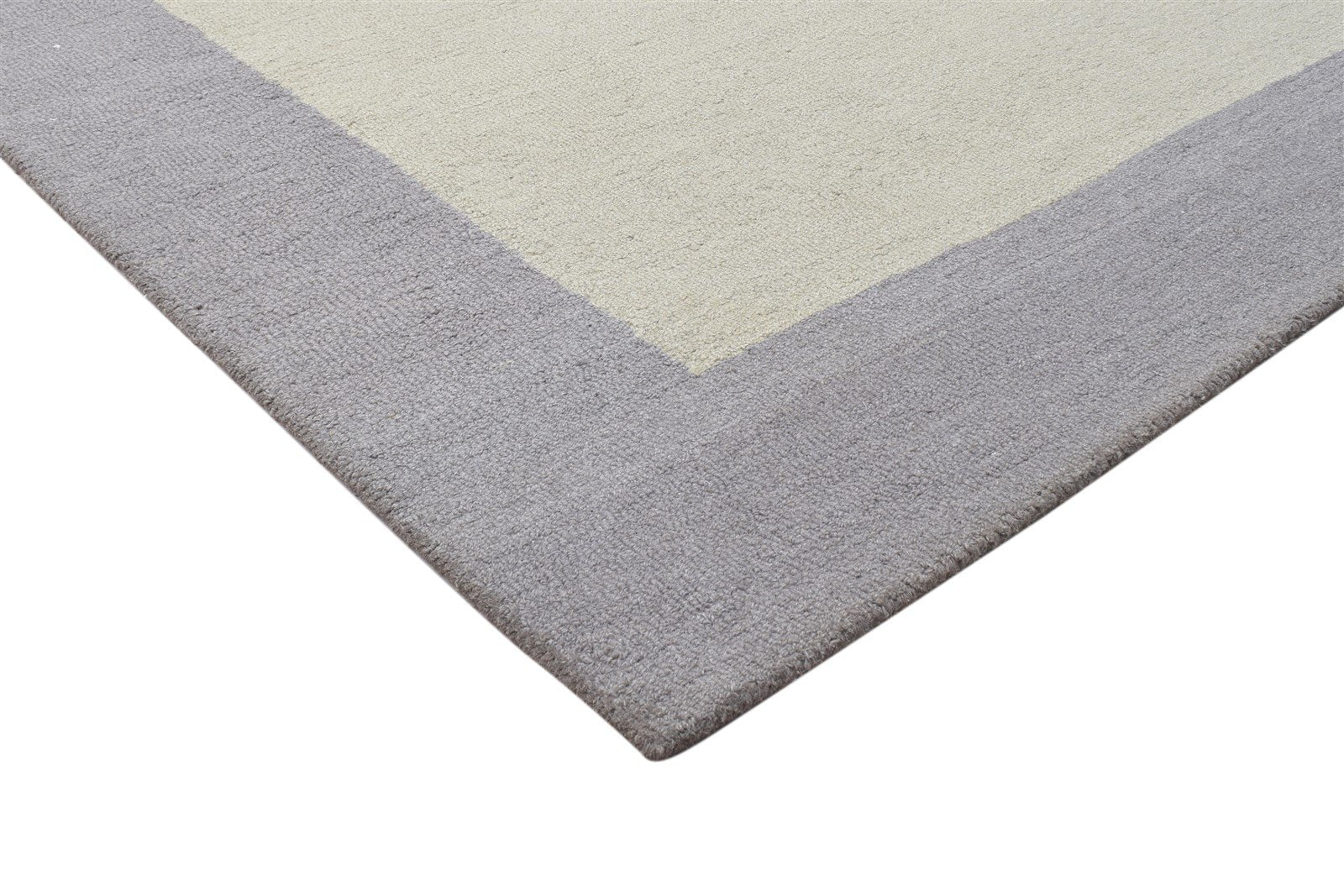 5' X 8' Rug Wool Beige Modern Hand Tufted Scandinavian Bordered Room Size Carpet 