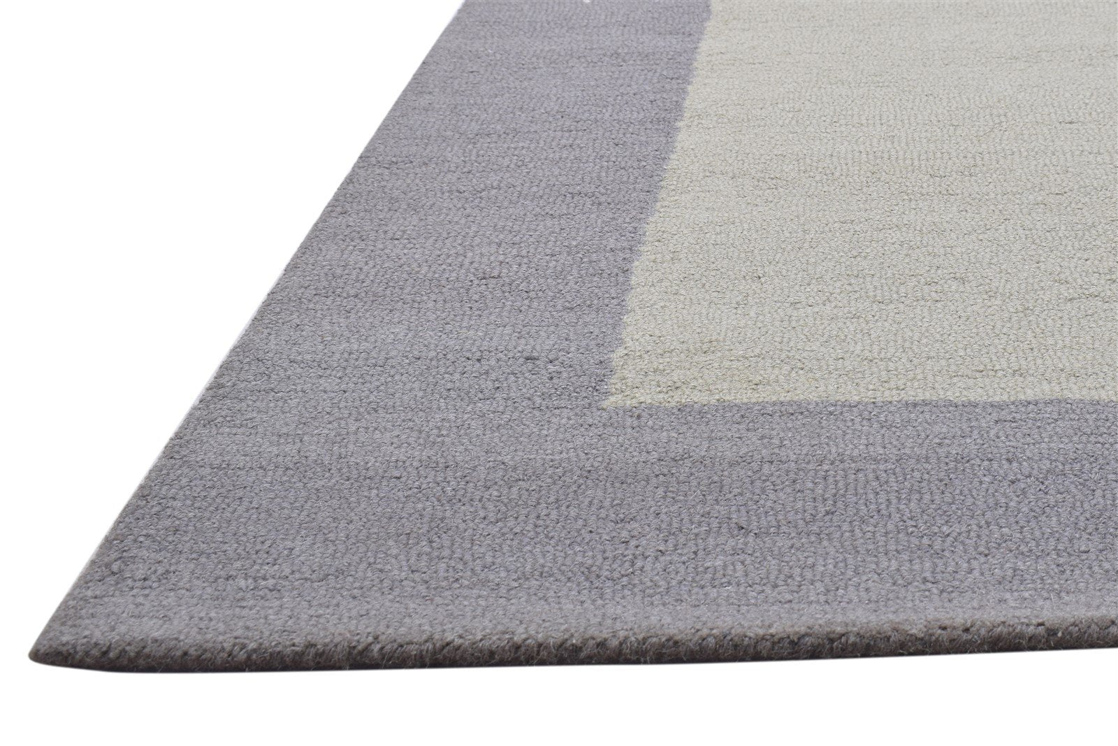 5' X 8' Rug Wool Beige Modern Hand Tufted Scandinavian Bordered Room Size Carpet 