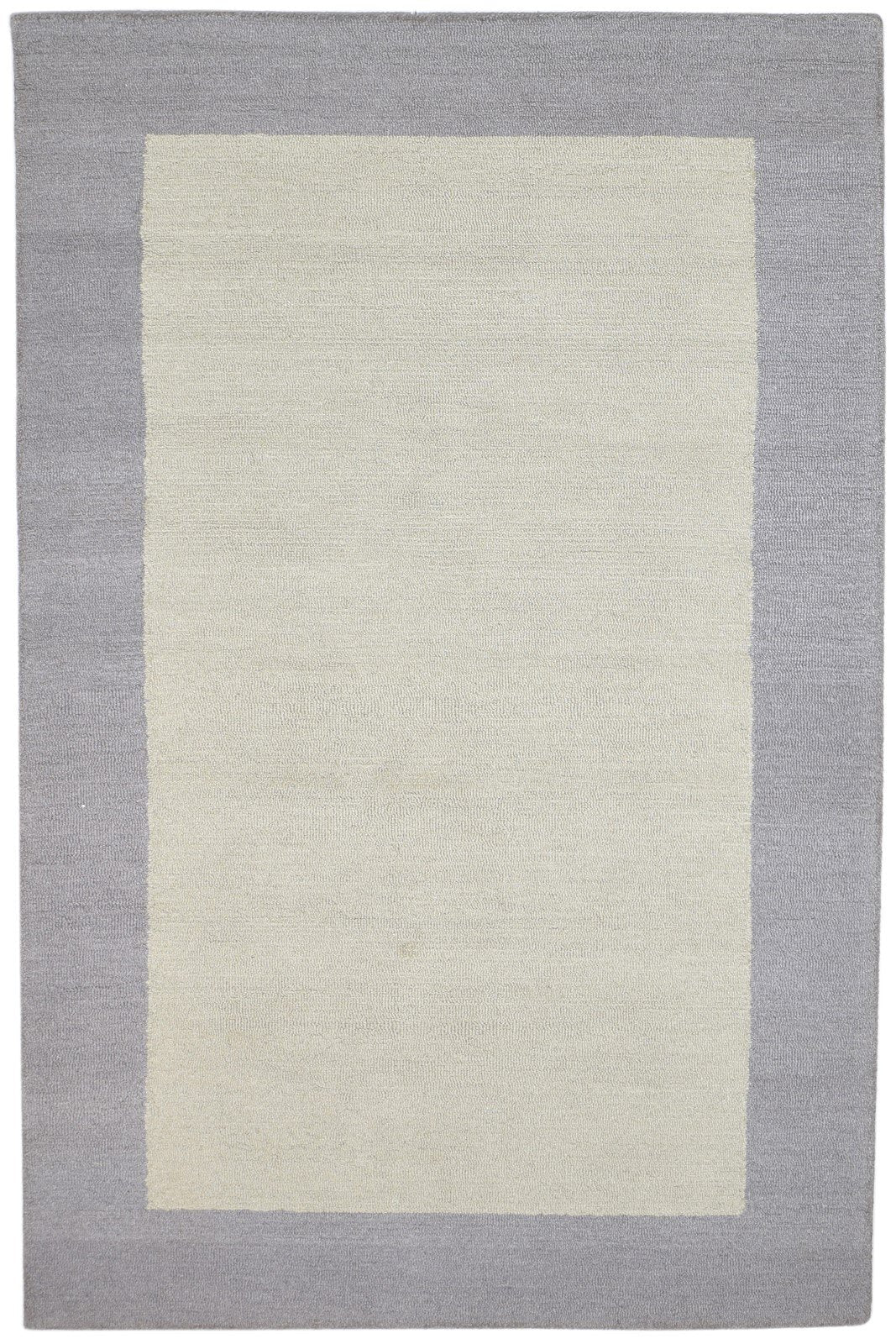 5' X 8' Rug Wool Beige Modern Hand Tufted Scandinavian Bordered Room Size Carpet 