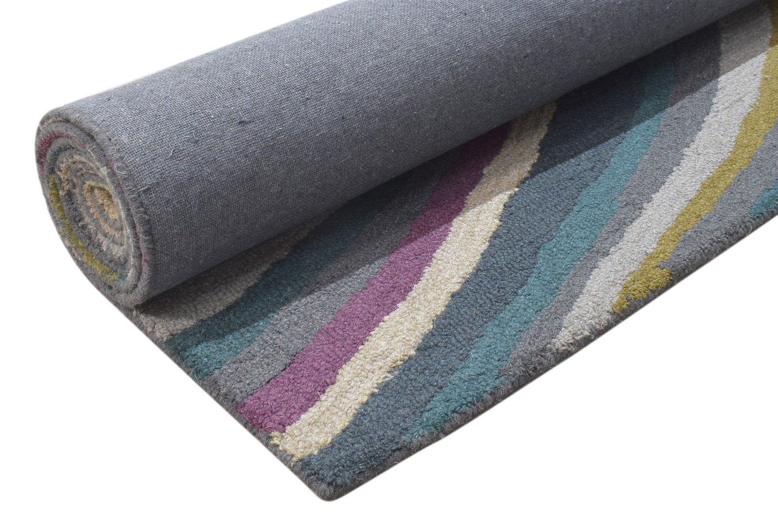 Hand Tufted Colorful Wool Rug 5' X 8' Modern Bohemian Swirls Room Size Carpet 