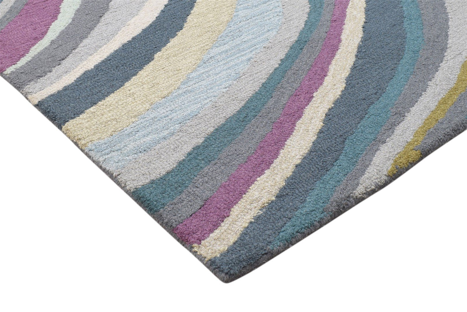 Hand Tufted Colorful Wool Rug 5' X 8' Modern Bohemian Swirls Room Size Carpet 