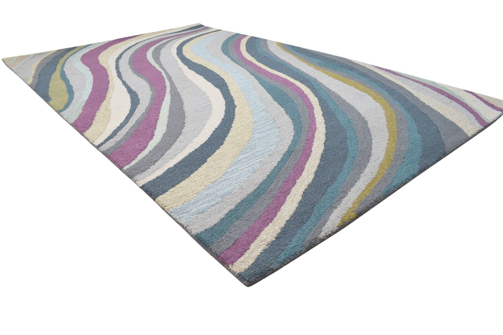 Hand Tufted Colorful Wool Rug 5' X 8' Modern Bohemian Swirls Room Size Carpet 