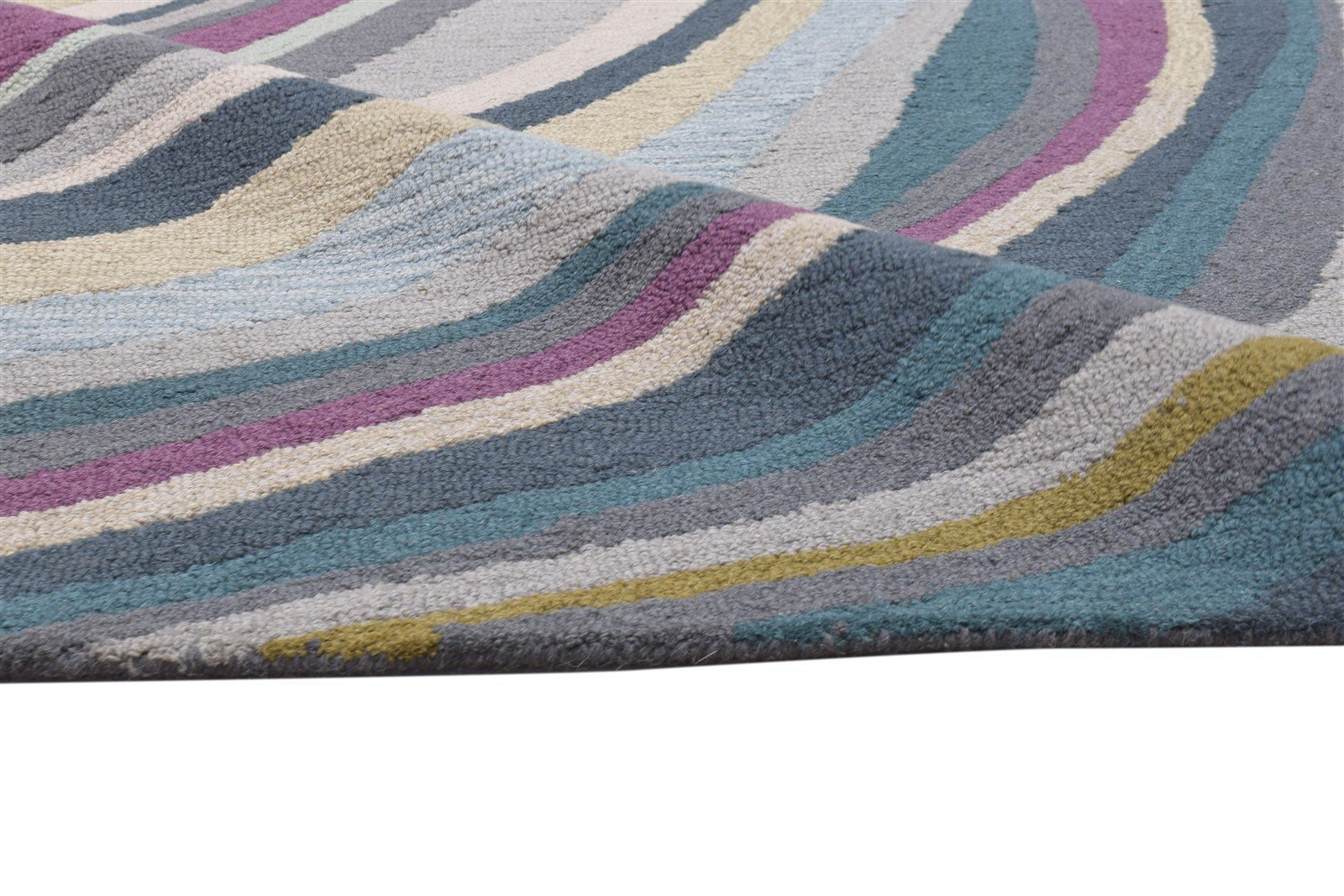 Hand Tufted Colorful Wool Rug 5' X 8' Modern Bohemian Swirls Room Size Carpet 