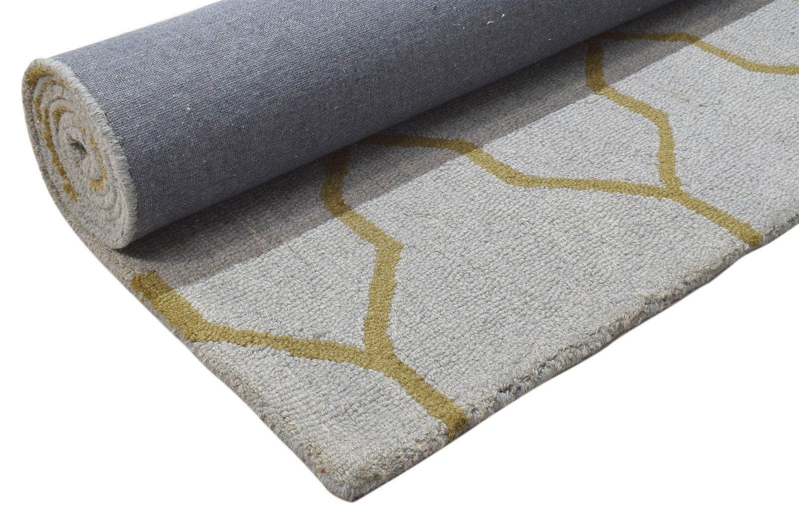 Hand Tufted Grey Wool Rug 5' X 8' Modern Scandinavian Trellis Room Size Carpet 