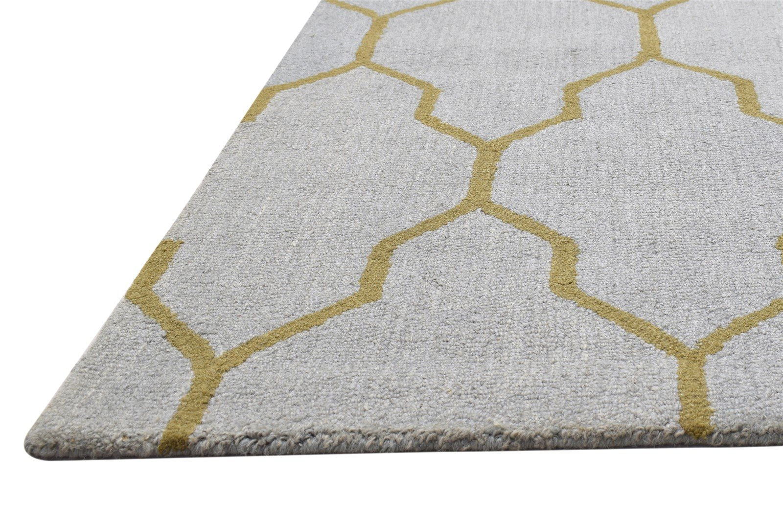 Hand Tufted Grey Wool Rug 5' X 8' Modern Scandinavian Trellis Room Size Carpet 