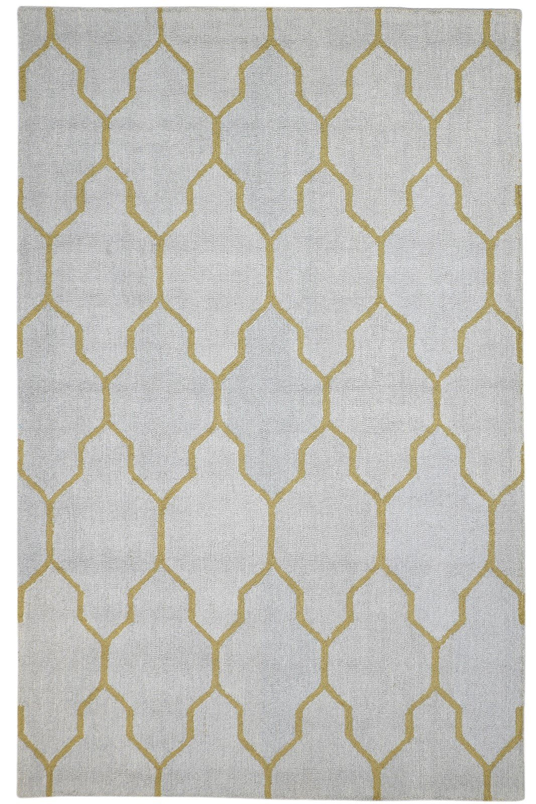 Hand Tufted Grey Wool Rug 5' X 8' Modern Scandinavian Trellis Room Size Carpet 