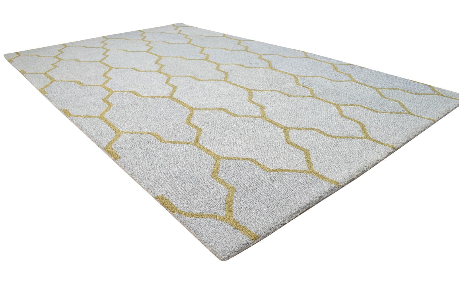 Wool Grey Rug 5' X 8' Modern Hand Tufted Moroccan Trellis Room Size Carpet 