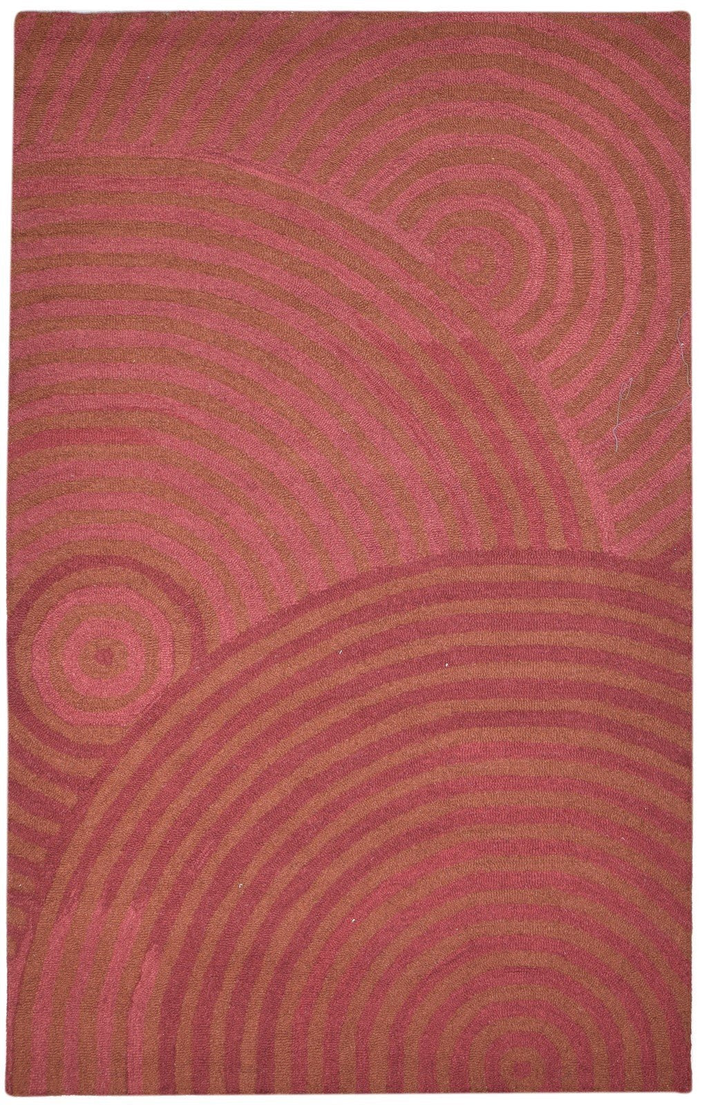 5' X 8' Rug Wool Red Modern Hand Tufted Scandinavian Circles Room Size Carpet 