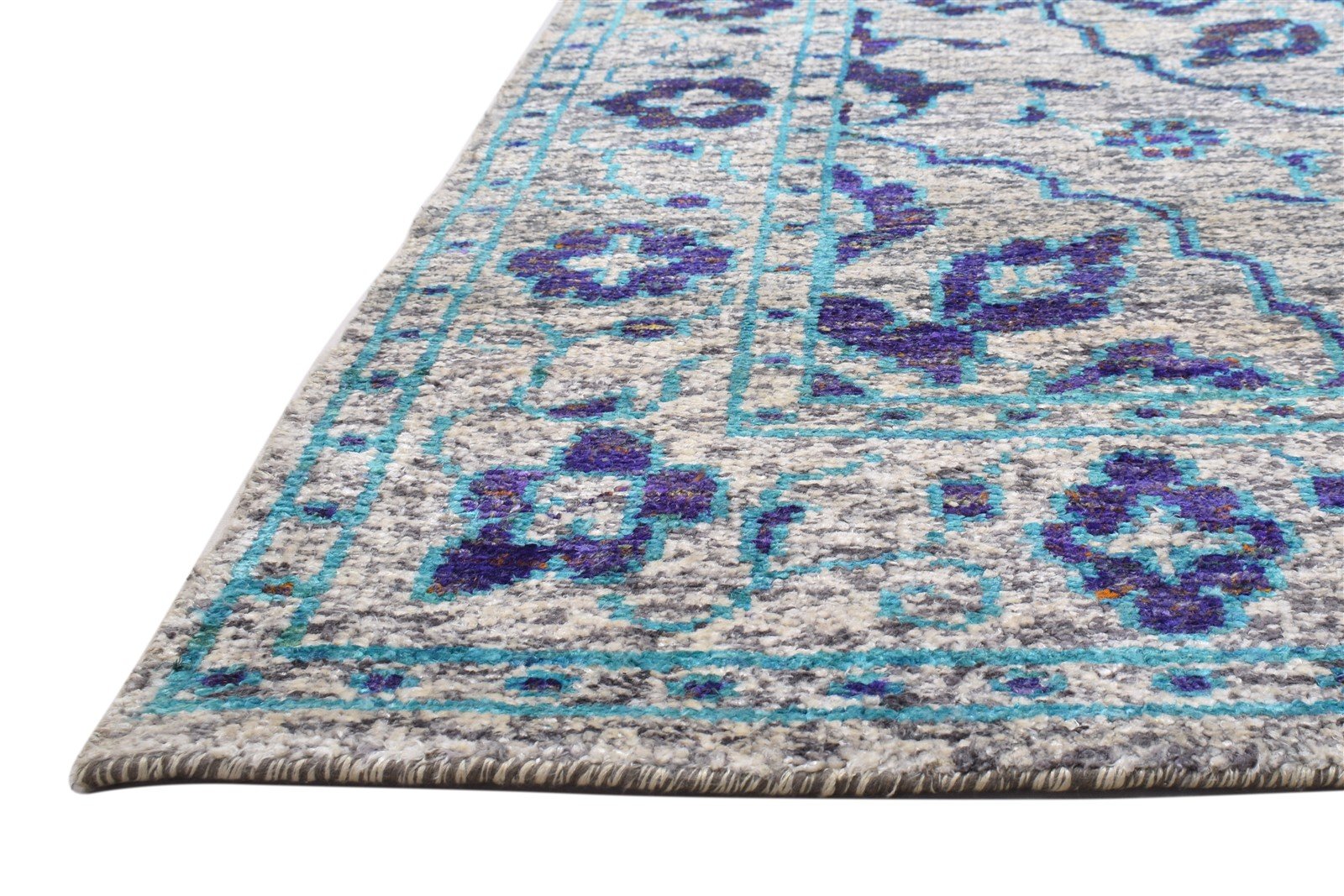 Blue Silk Rug 5' X 8' Modern Hand Knotted Bohemian Oriental Room Size Carpet 