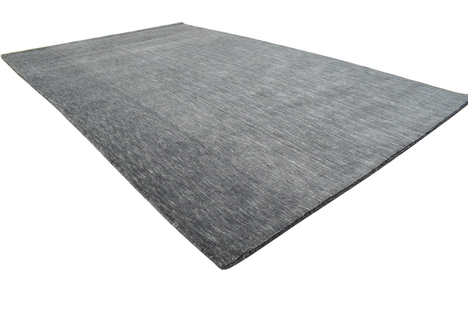 Hand Woven Grey Wool Rug 5' X 8' Modern Scandinavian Solid Room Size Carpet 