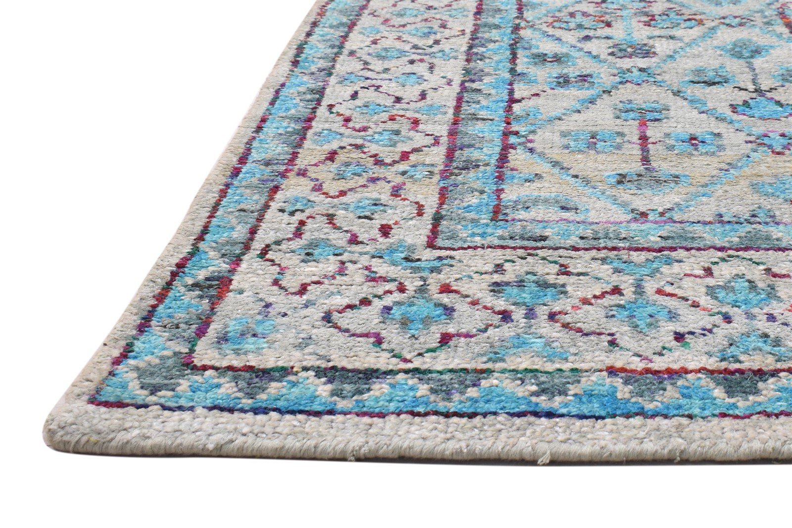 5' X 8' Rug Silk Blue Modern Hand Knotted Bohemian Oriental Room Size Carpet 