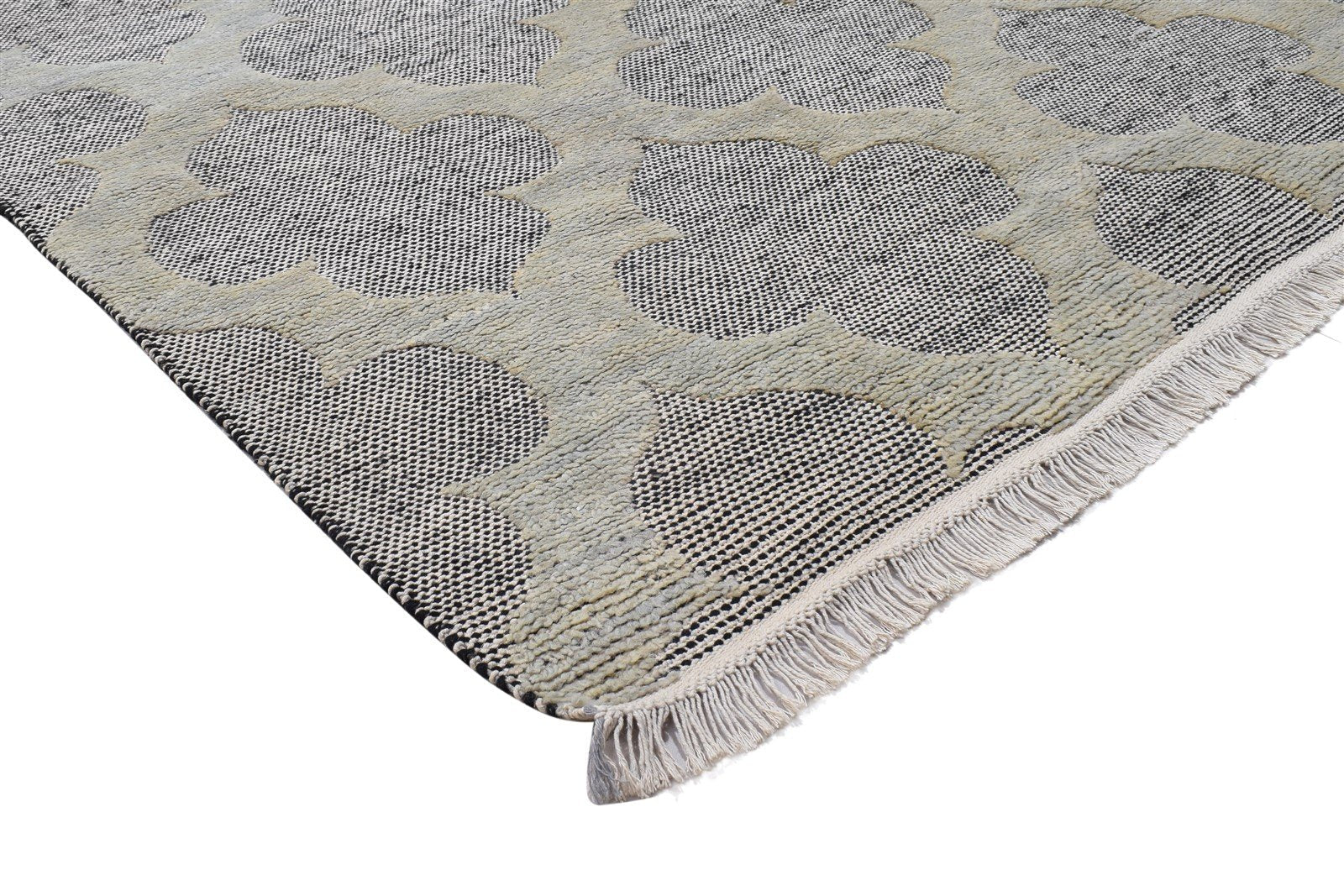 Hand Knotted Grey Wool Rug 5' X 8' Modern Moroccan Trellis Room Size Carpet 