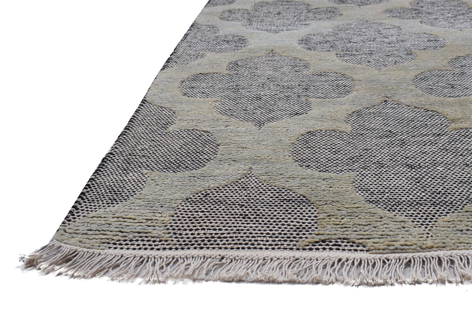 Hand Knotted Grey Wool Rug 5' X 8' Modern Moroccan Trellis Room Size Carpet 