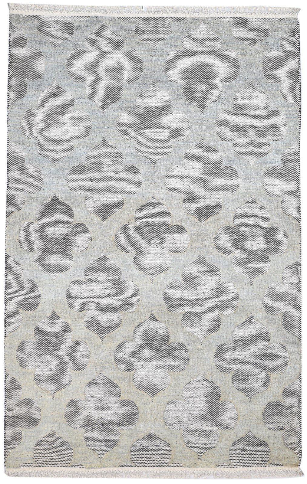 Hand Knotted Grey Wool Rug 5' X 8' Modern Moroccan Trellis Room Size Carpet 