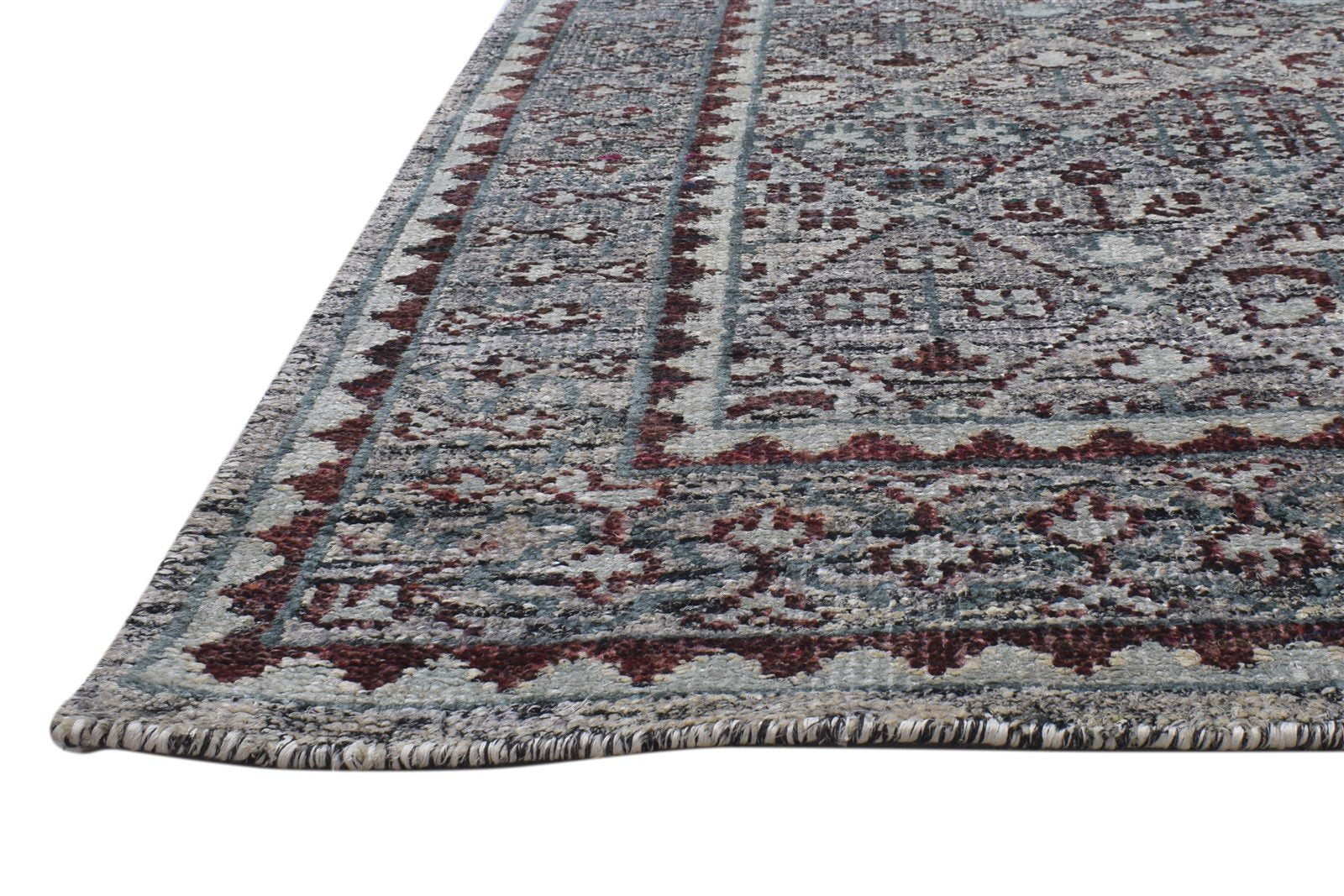 Grey Silk Rug 5' X 8' Persian Hand Knotted Bohemian Oriental Room Size Carpet 