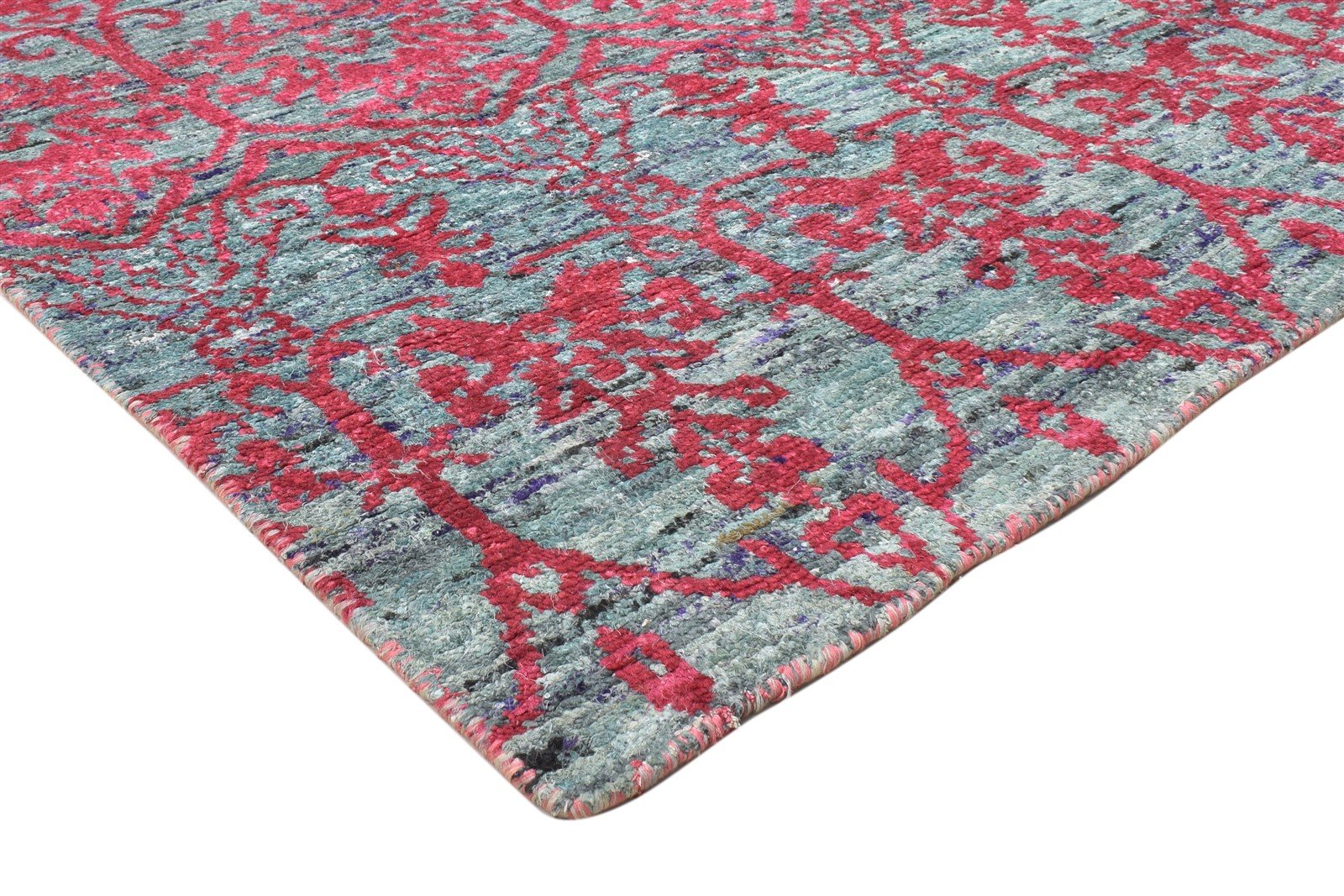 Red Silk Rug 5' X 8' Modern Hand Knotted Moroccan Floral Room Size Carpet 